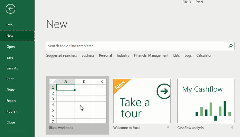 Open a New Excel Workbook