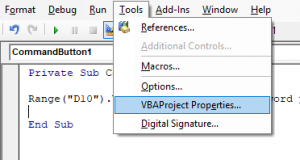VBAProject Properties